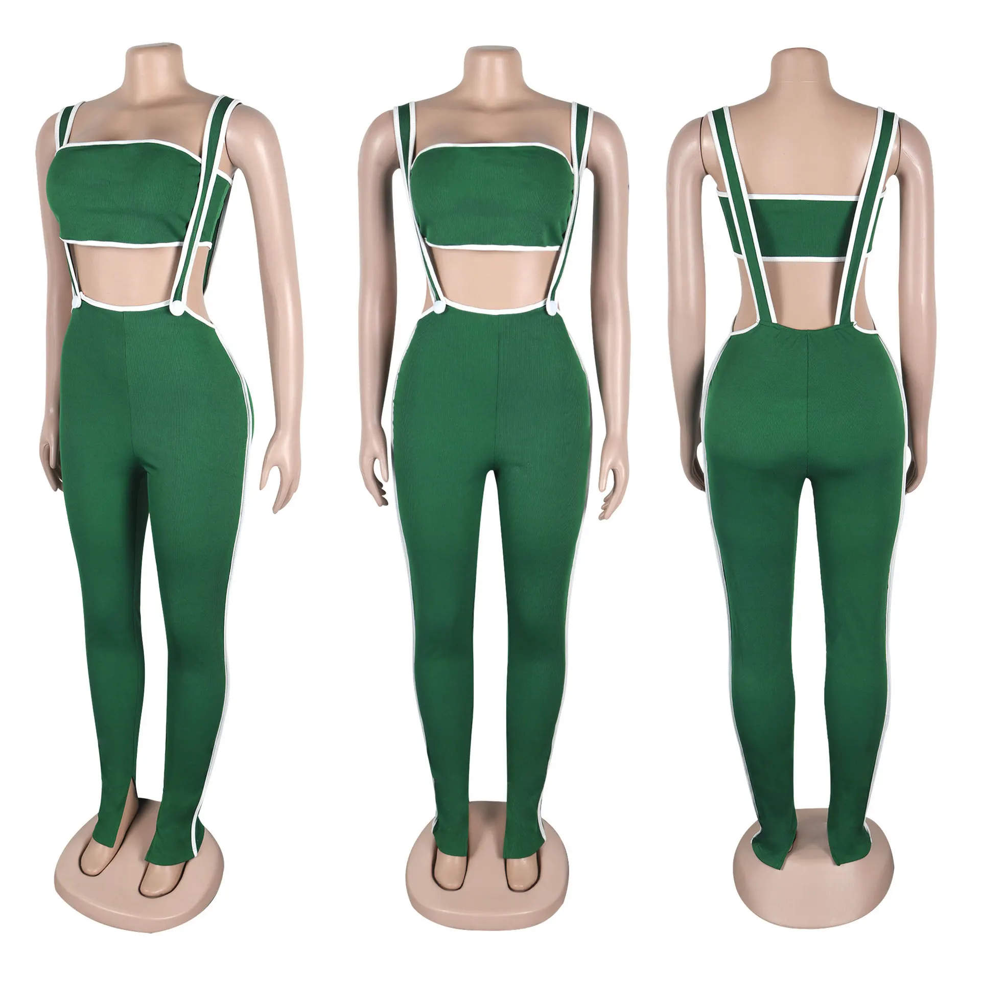 두 조각 세트 여성 바지 세트 Strapless 민소매 섹시한 탑 매칭 세트 긴 바지 슬림 피트 클럽 Y2k streetwear 2025 Beach