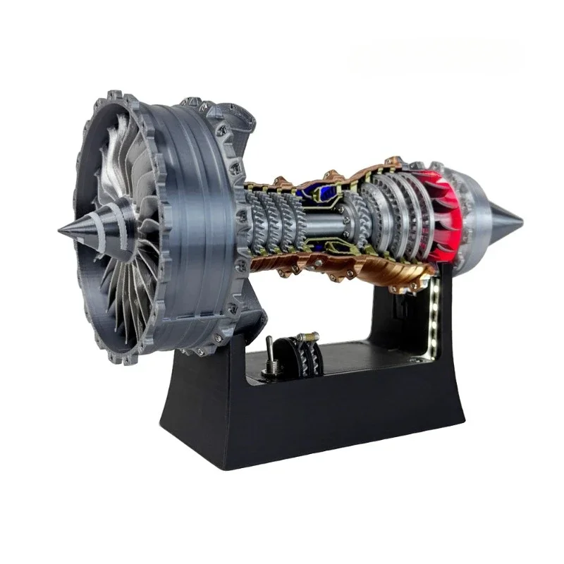 Precision 25cm Aircraft Turbofan Engine Model LED with Red Tail Flame Ornaments Toy