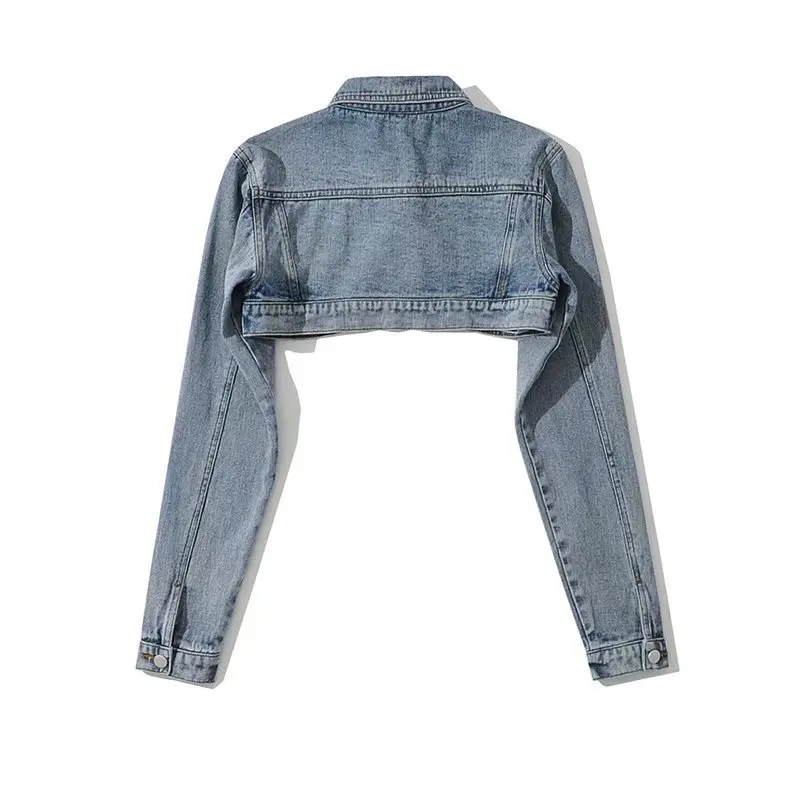 アメリカンスパイスガール風超ショートデニムジャケット レディース ハイウエスト ショールデザインセンス ニッチ レトロ バイク万能ジャケット