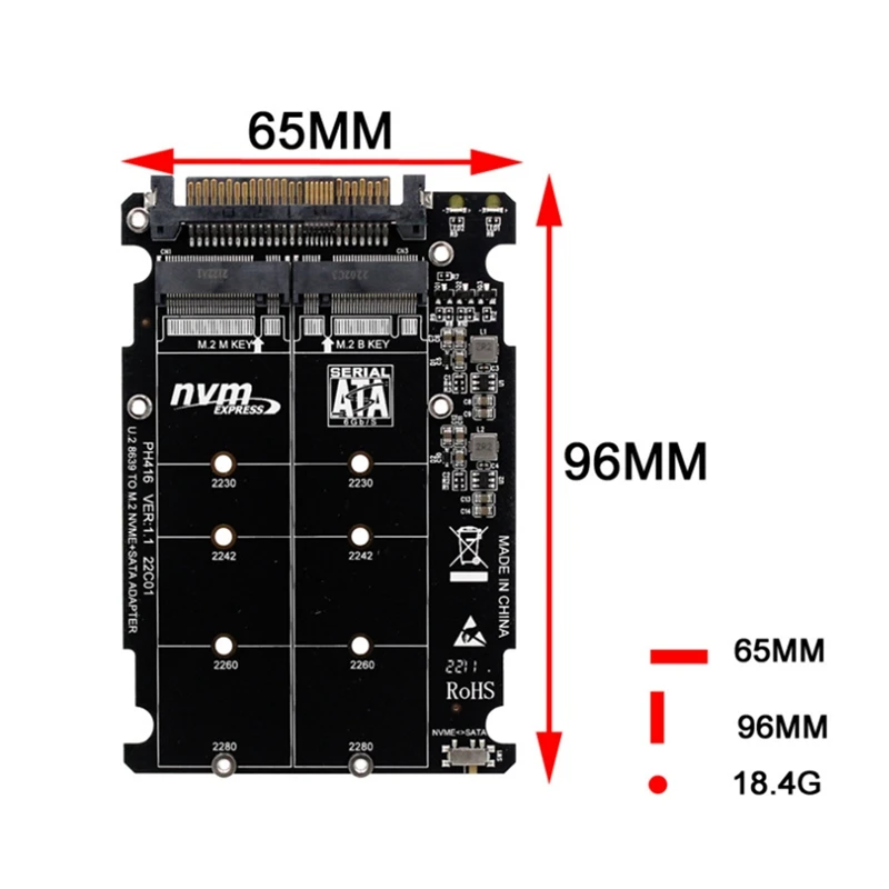 Top-M.2 SSD To U.2 Adapter 2In1 M.2 Nvme And SATA-Bus NGFF SSD To PCI-E U.2 SFF-8639 Adapter Pcie M2 Converter