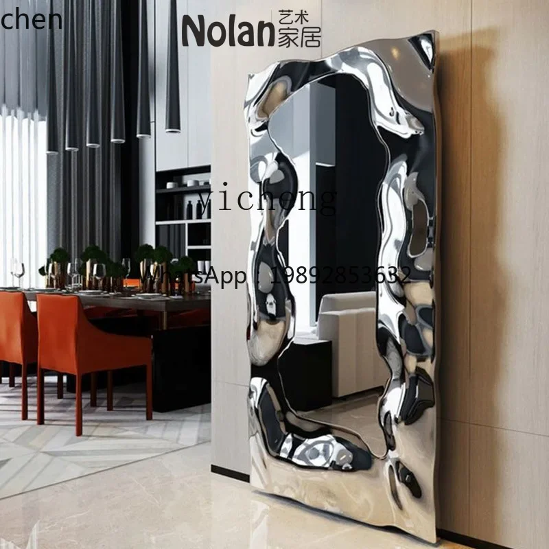 V8   light luxury electroplated mirror glass fiber reinforced plastic silver full body wall hanging decoration floor entrance