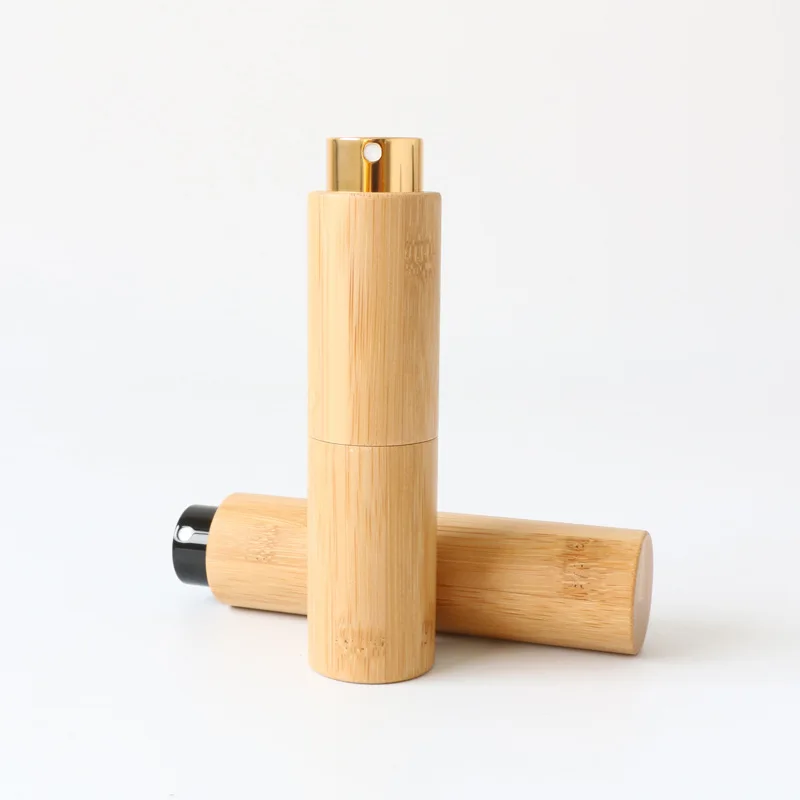 8/10/20ml Bamboo Empty Spray Refillable Bottle Gold Container Makeup Water Atomizer Bottle Empty Container Travel Makeup Bottle