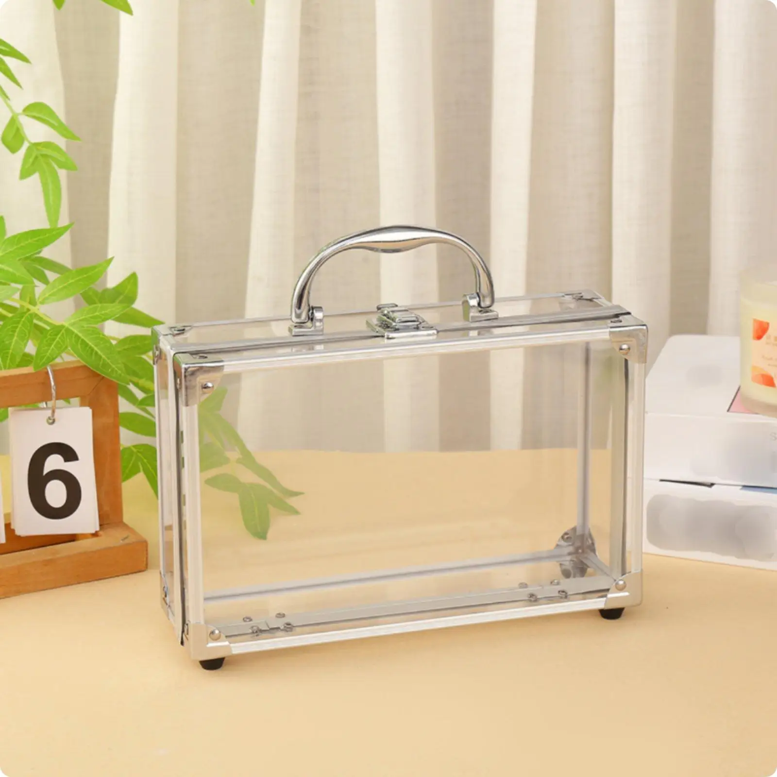 Transparent Makeup Case Large Capacity Aluminum Makeup Suitcase Clear View Portable Cosmetic Storage Box for Travel, Outdoor