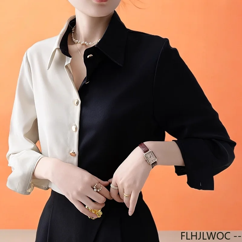 

Elegant Office Lady Basic Shirts 2025 French Style Design Spring Long Sleeve Fashion Retro Vintage Button Embroidery Tops Blouse
