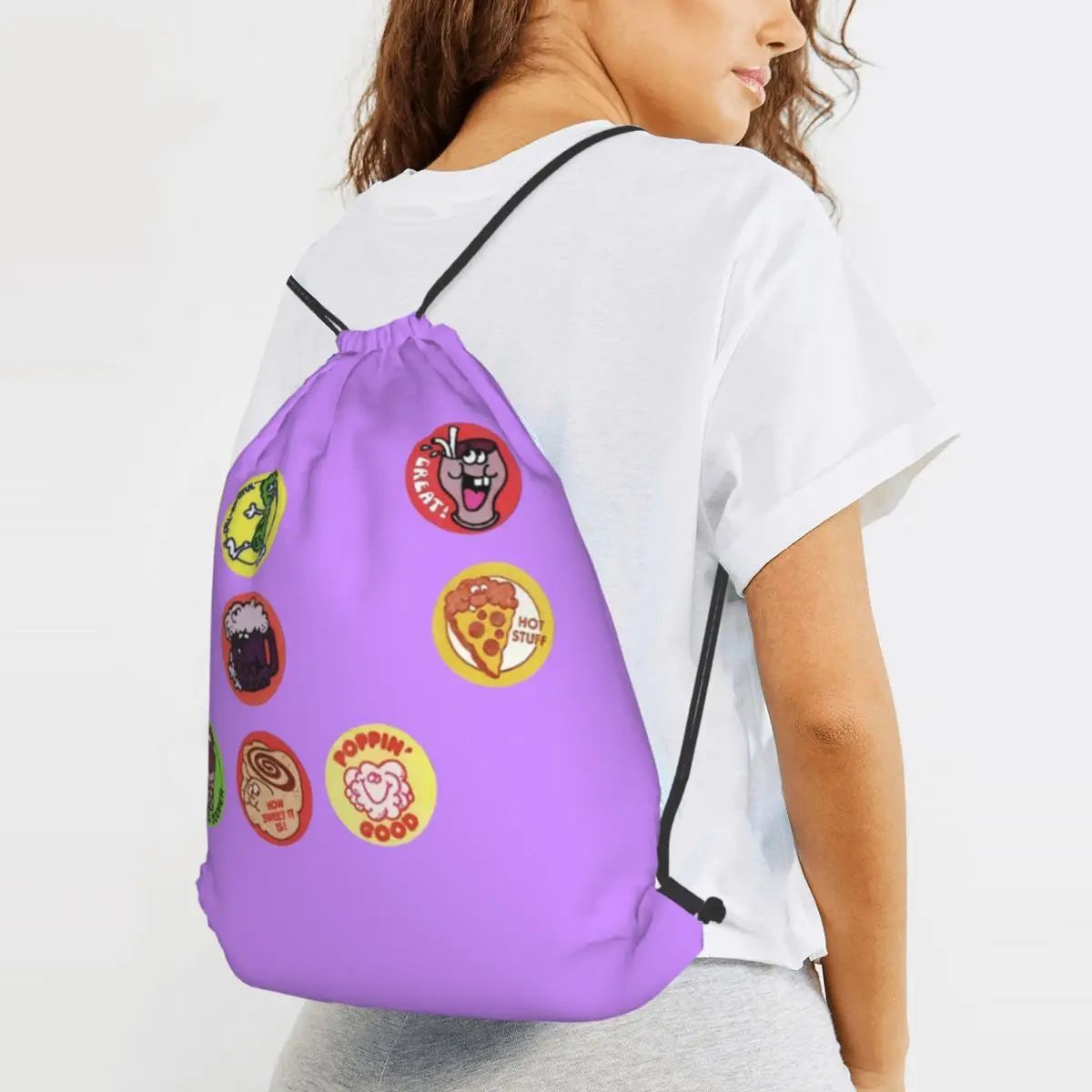 70s 80s Scratch And Sniff Scented Backpacks Portable Drawstring Bags Sports Bag Book Bags for Man Woman School