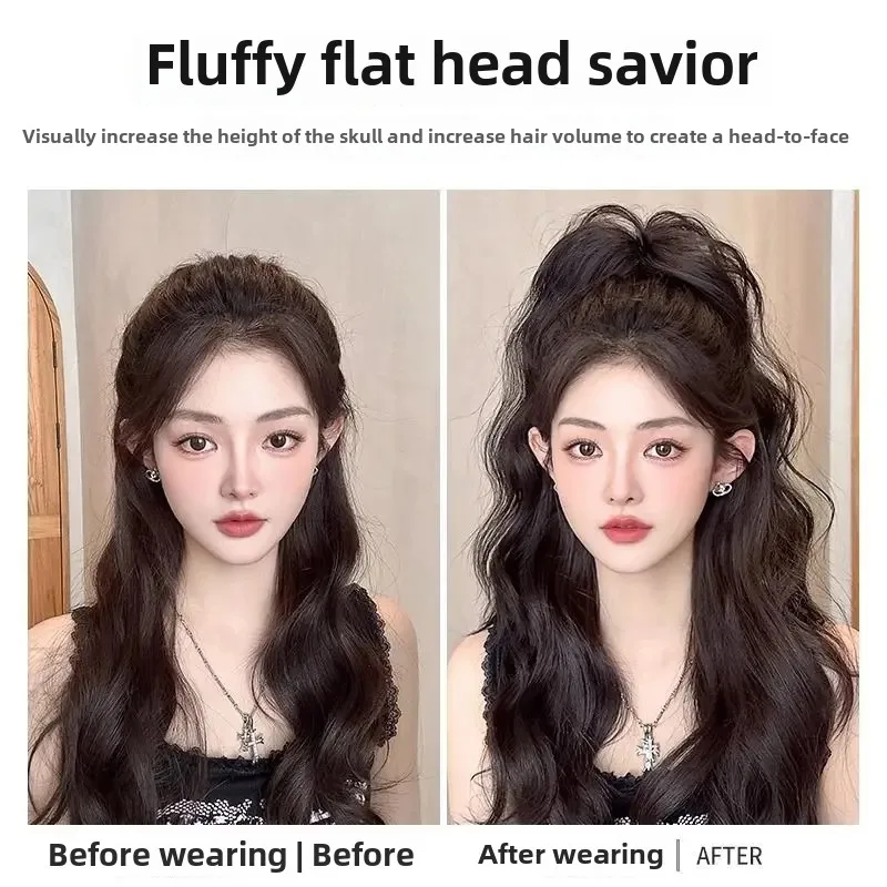 المرأة الآسيوية الألياف ذيل الحصان شعر مستعار عالية موجة كريست خصلات شعر وهمية جذر ضخم أعلى موجة نمط شعر مستعار من البر الرئيسى للصين