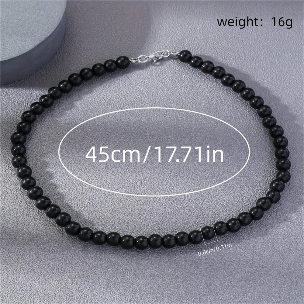 Französische Vintage-Halskette mit schwarzen Perlen für Damen, einfache Acrylperlen-Choker, modischer Schmuck, Accessoires, Dropshipping-Geschenk – Detail 6