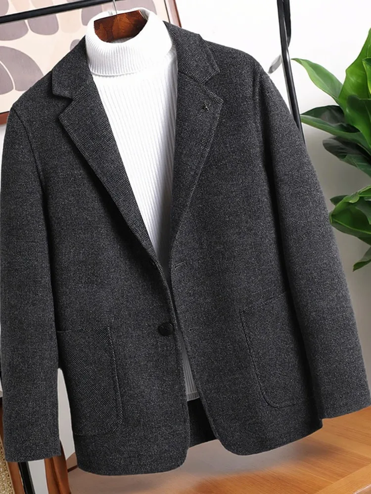 

Double-Sided Woolen Men's Suit Casual Woolen Coat Camere Busin Casual Men's Faion Spring Autumn Winter Thiened Regul...
