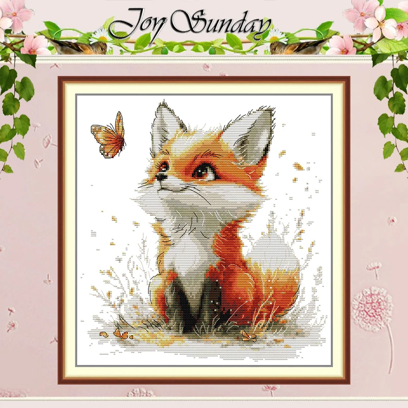

The Fox and the Butterfly Patterns Counted Cross Stitch Set 11CT 14CT 16CT Stamped DMC Cross-stitch Kit Embroidery Needlework