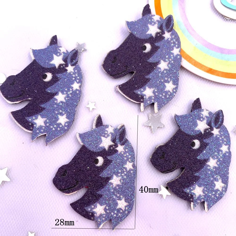 10 pezzi di tessuto in feltro glitter non tessuti colorato squisito cavallo applique toppa da cucito fai da te decorazioni di Halloween accessori