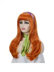 Halloween Daphne Costume Women Adult Long Cosplay Wig For Women Halloween Wig Orange Synthetic Wig