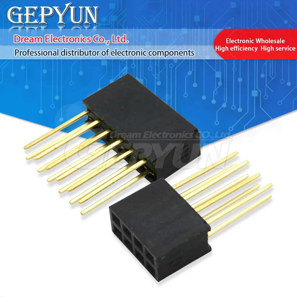 10PCS 2.54mm Double Row Female Long Pin 11mm Breakaway PCB Board Pin Header Socket Connector 2x3 2x4 2x6 2x8 2x10 2x18 2x20 Pins