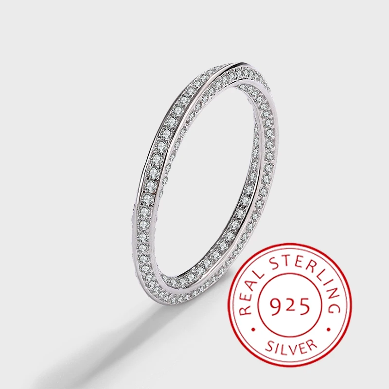 

Creative and Personalized Genuine S925 Silver Full Diamond Zircon Möbius Strip Simple Couple Ring