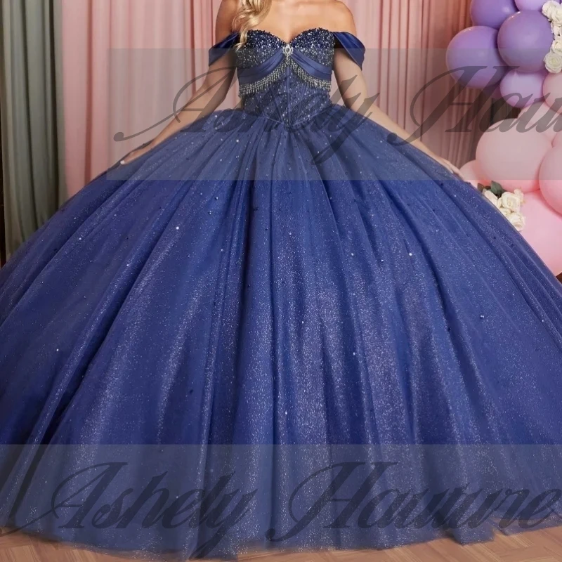 Maßgeschneiderte elegante marineblaue Ballkleider, schulterfrei, Kristallschleife, Ballkleid, bodenlang, Geburtstagsparty-Kleid, Abschlussball, Anlass 15