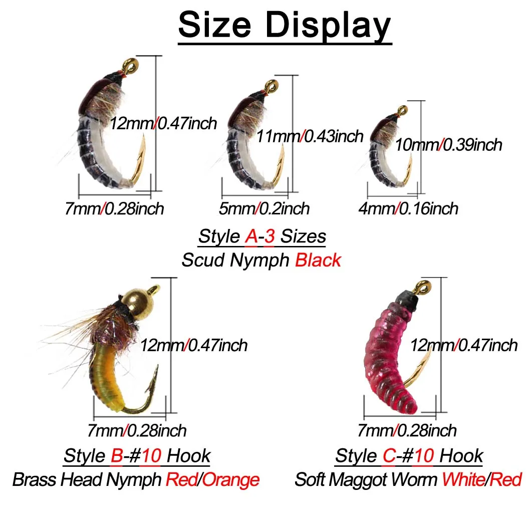 1/3/6pcs Fishing Insect Bait Lure Realistic Nymph Scud Fly For Trout Fishing Artificial Insect Bait Lure Scud Worm Fishing Lure