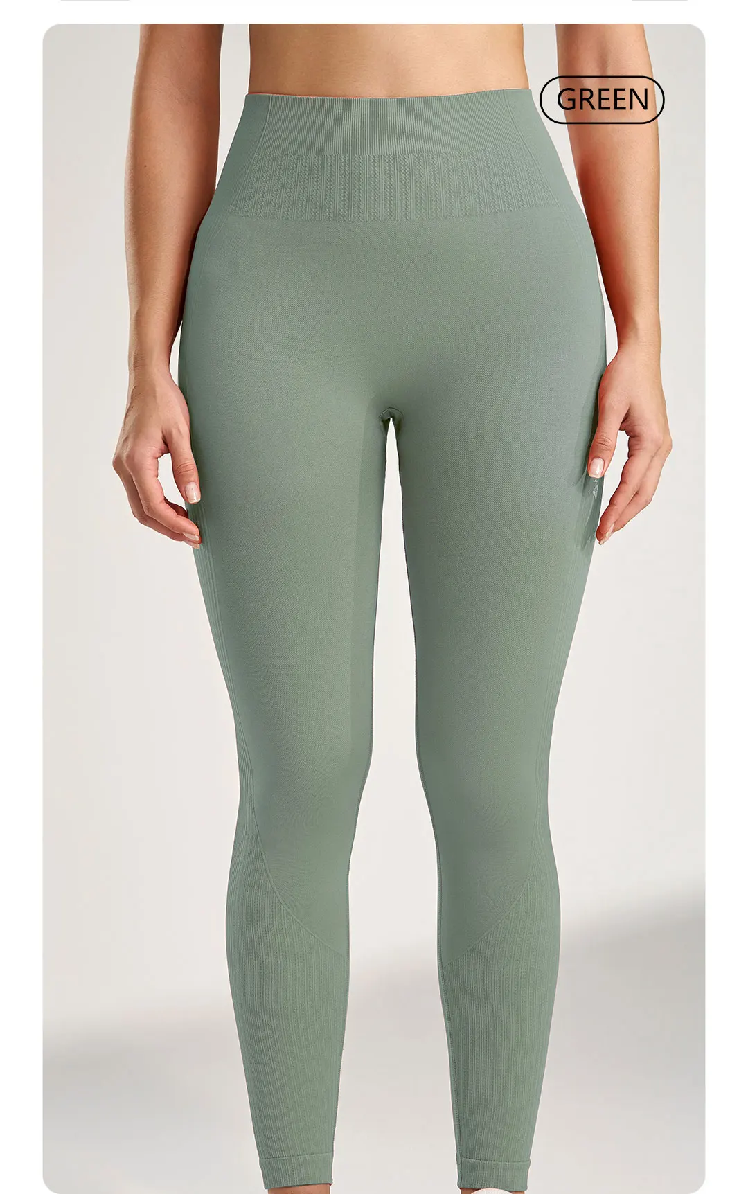 Einfarbige Leggings für Damen, Fitnessstudio, Laufen, Yoga-Hose, lange Hose, hohe Taille, Bauchstraffung, Stretch-Jogginghose, sieben Farben – Detail 12