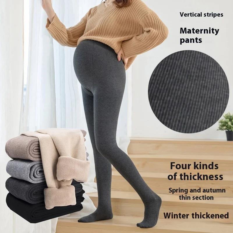 جوارب طويلة للأمومة قطنية قابلة للتعديل ، شريط عمودي ، مبطن ، إصبع دافئ ، قاع سميك ، الخريف والشتاء #1