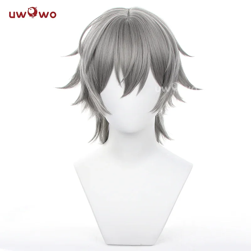 UWOWO Honkai Star Rail Cosplay peluca Trailblazer Caelus Cosplay peluca gris resistente al calor para hombres, pelo corto