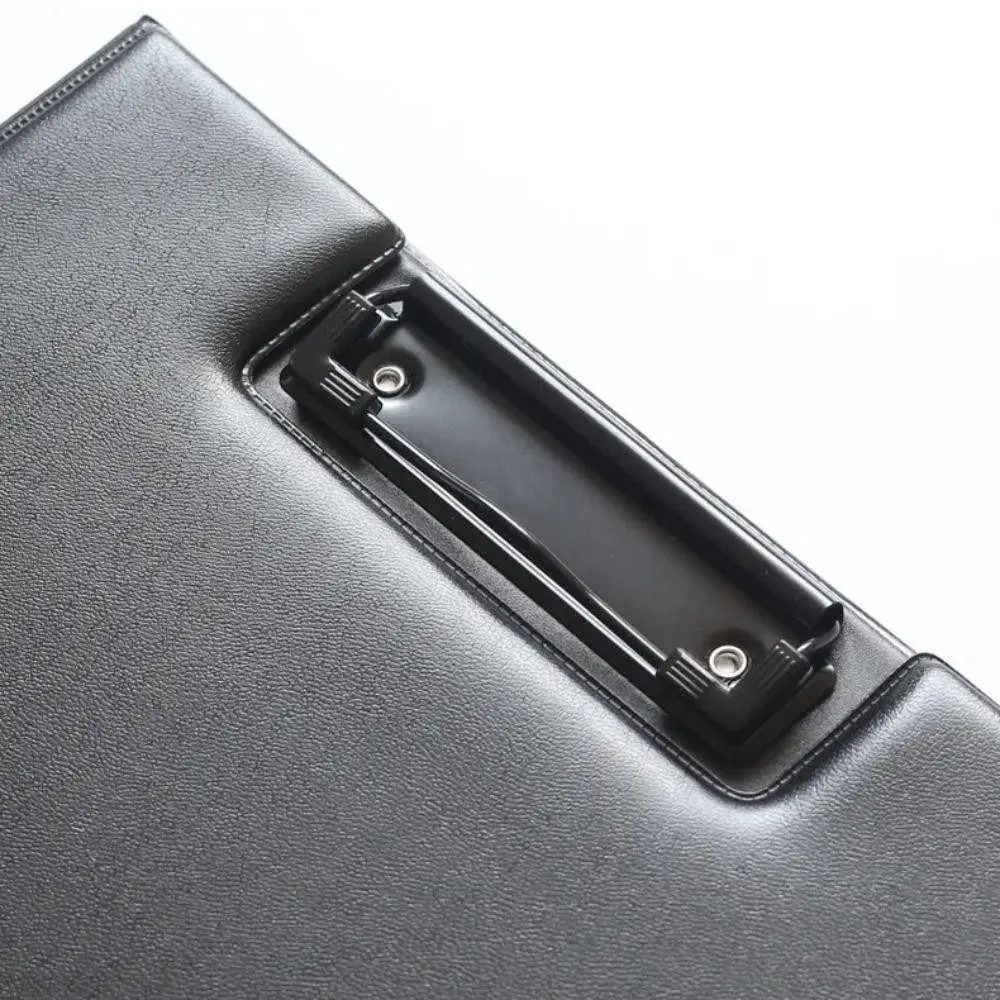 1 قطعة قابلة للطي A4 A5 الحافظة بولي Leather الجلود مع مشبك مشبك مؤتمر مجلد ملفات فائقة النعومة الأسود لوحة الكتابة مكتب التموين