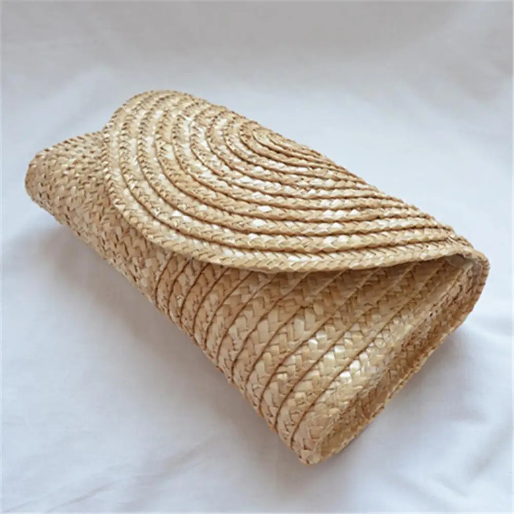 Women Wheat Straw Woven Clutch Female Straw Woven Wallet Casual Purse Bag Ladies Summer Beach Travel Envelope Handbag