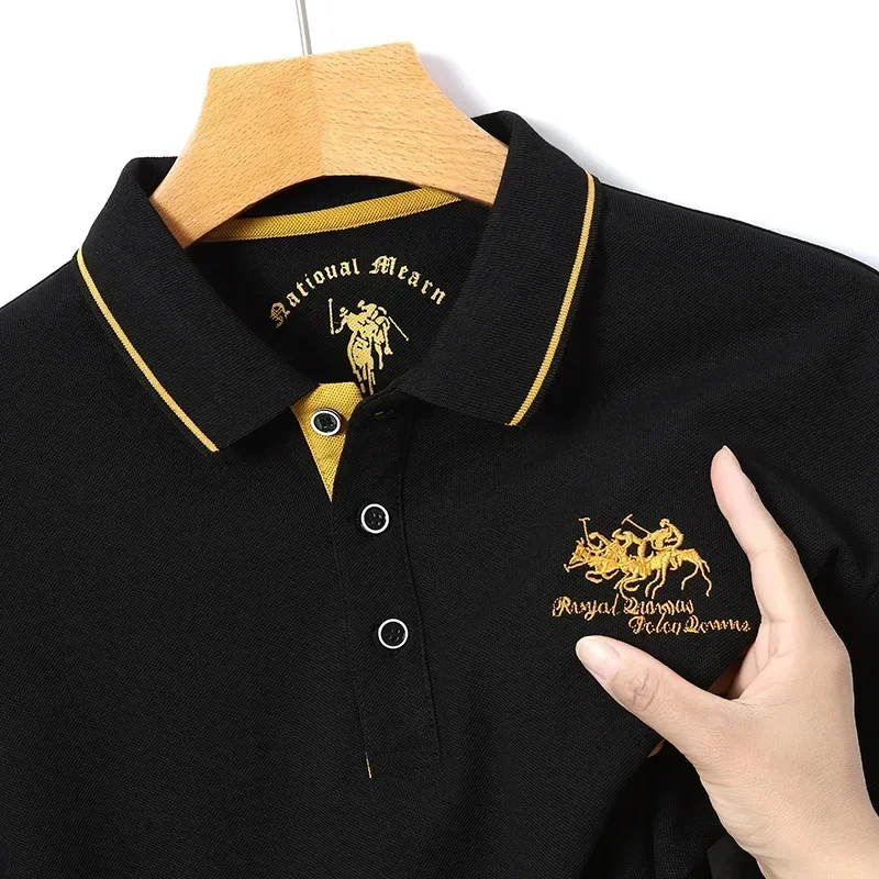 Spring and Autumn New Men\'s Style Classic Collar Embroidery Fashion Casual Long Sleeve T-shirt Polo Shirt