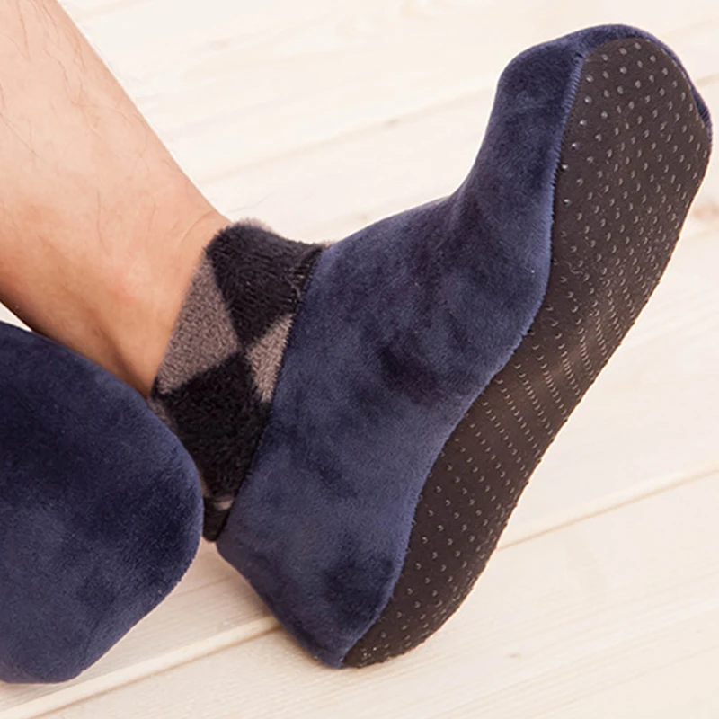 Thermische Warme Weiche Socken Fleece Bett Socke Nicht Slip Frauen Männer Kurze Winter Elastische Starke Pantoffel Hause Innen Boden Socken füße Abdeckung