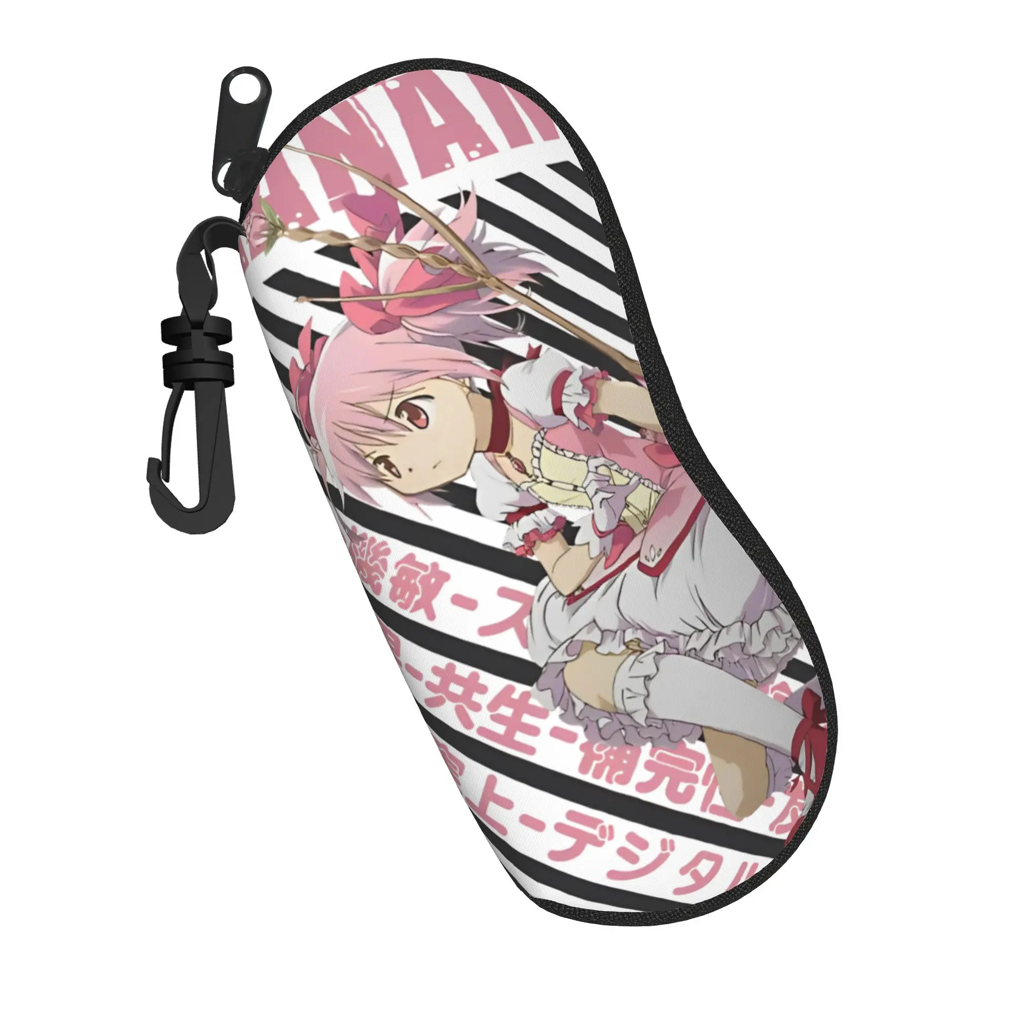 Estuche para gafas Mahou Shoujo Puella Magi Madoka Magica, estuche unisex con cremallera para estudiantes, caja de almacenamiento para gafas de anime Kyubey, estuche para contactos con las gafas