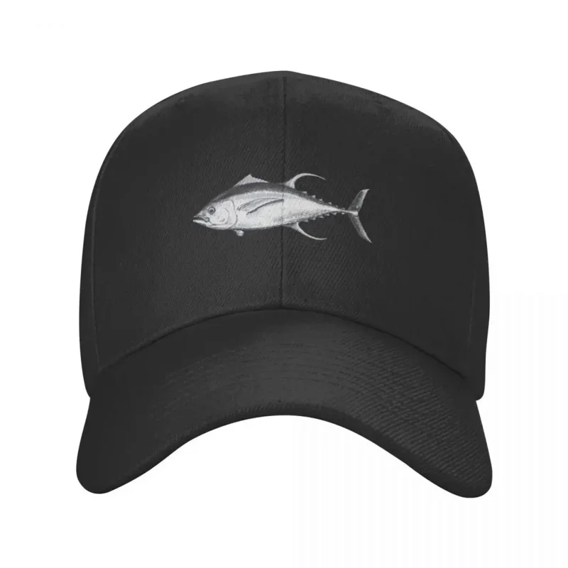 Yellowfin Tuna -Black   White Detailed Watercolor Fish Illustration Baseball Cap Cosplay For Women 2024 Men's