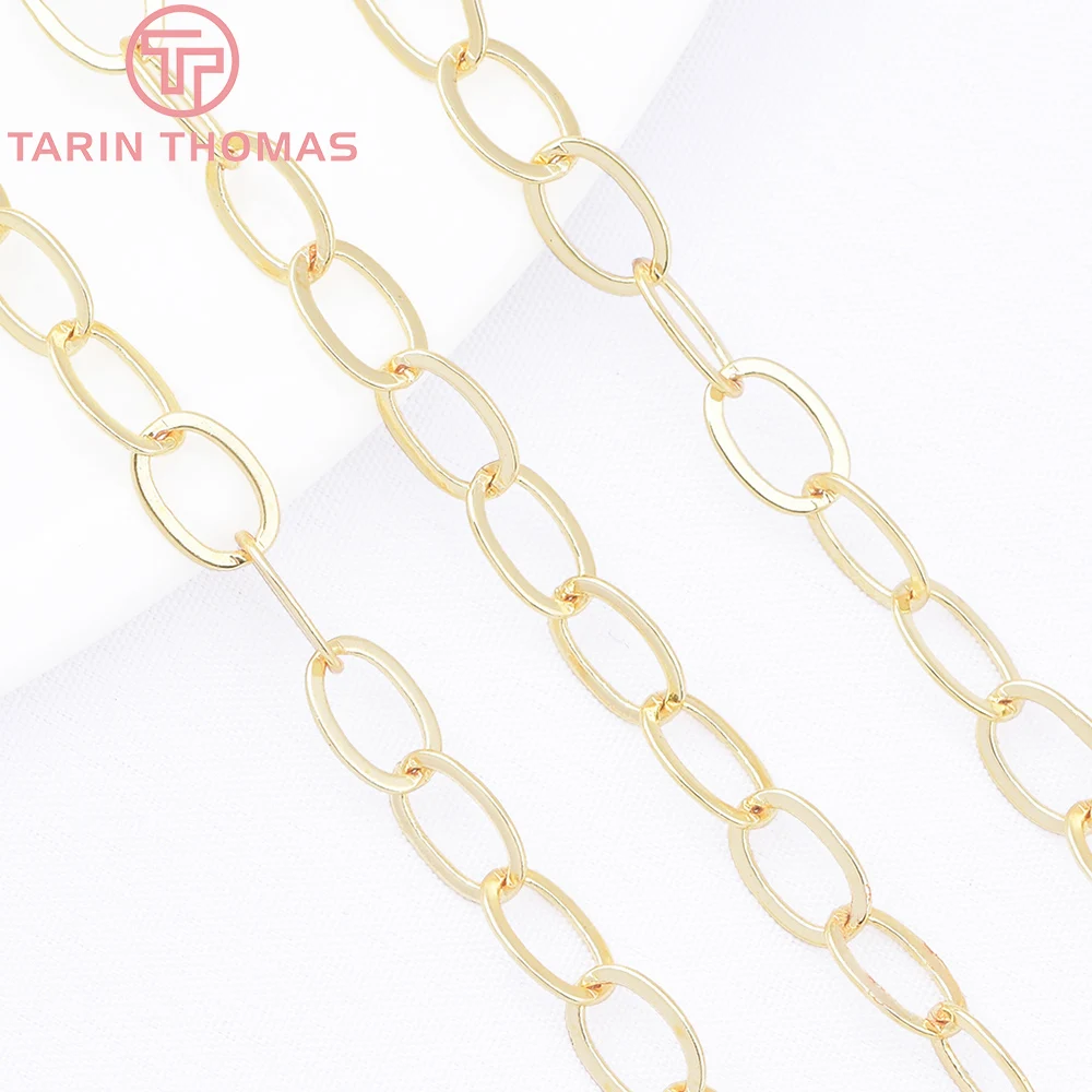 (6534) 1 Meter 8.5x12MM 24K Gold Color Plated Brass Necklace Chains Bracelet Chains High Quality Jewelry Accessories Wholesale