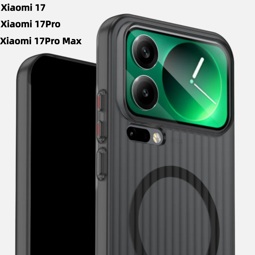 حافظة شفافة مغناطيسية صلبة مموجة لهاتف Xiaomi 17 Pro Max 17 Pro شحن لاسلكي Magsafe غطاء خلفي بلوري لهاتف Xiaomi 17
