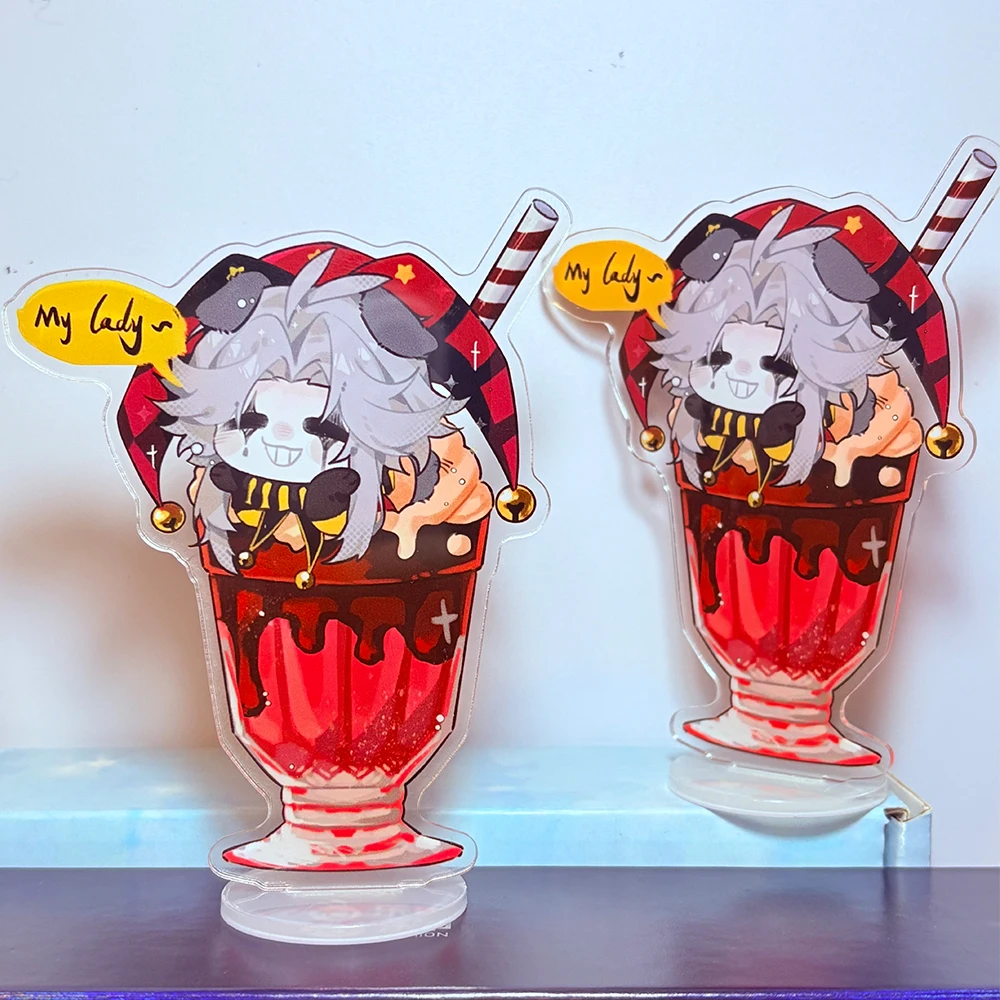 Game The Freak Circus Pierrot Strawberry Chocolate Milkshake Acrylic Stand Anime Figure Desktop Ornament Cosplay Props