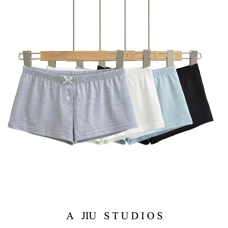 الأمريكية BM Sle منخفضة الخصر orts المرأة الصيف عادية المنزل بوت السراويل واسعة الساق السراويل الساخنة زر عقدة ملابس خارجية #1