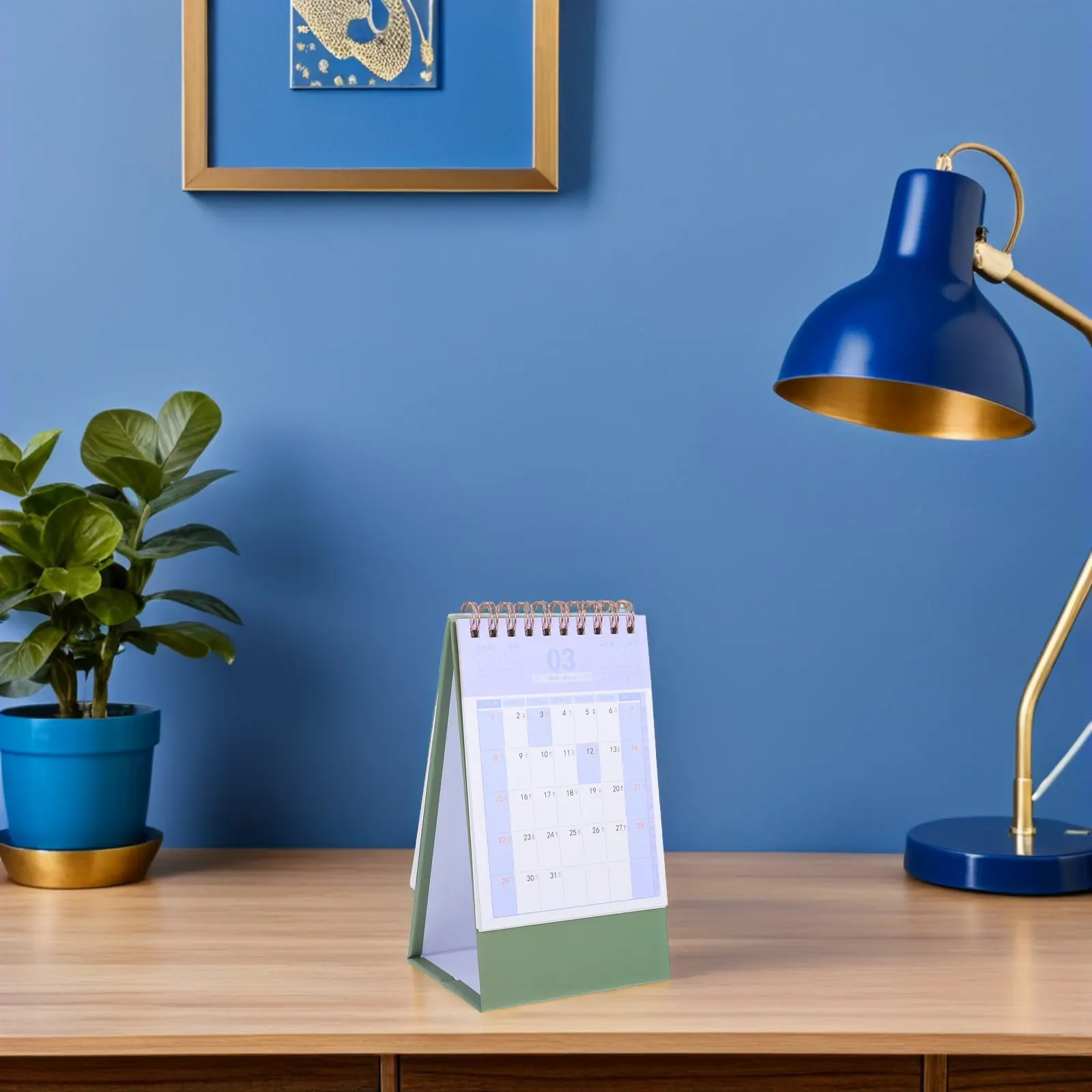 

2026 Desktop Calendar Minimalist Green Thick Paper Desk Planner with Elegant Design for Scheduling Notetaking Home Office Decor