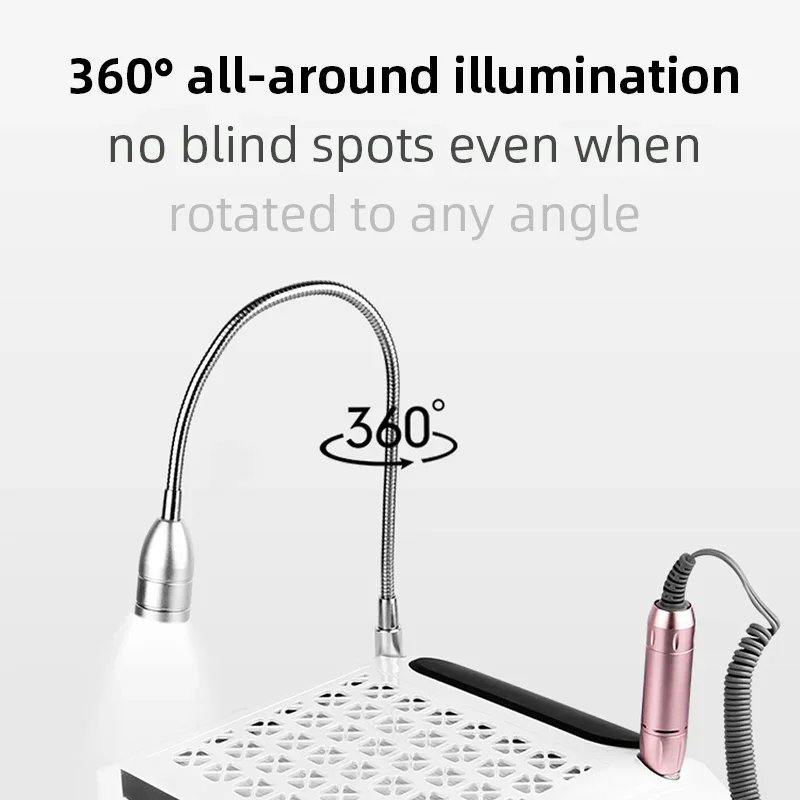 Machine à ongles professionnelle 4 en 1, collecteur de poussière, perceuse à ongles, lampe LED avec éclairage, outil haute puissance pour Salon d'art des ongles