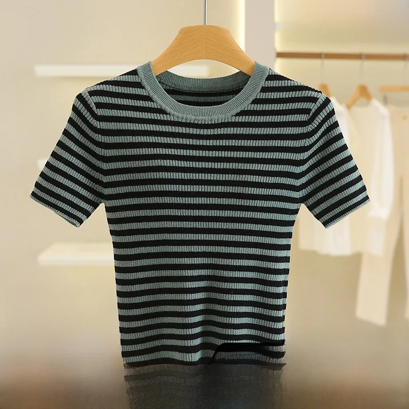 

Антивозрастной повседневный круглый вязаный свитер Ne ort Sve, женский базовый слой в полоску, удобный крой, осенний крой...