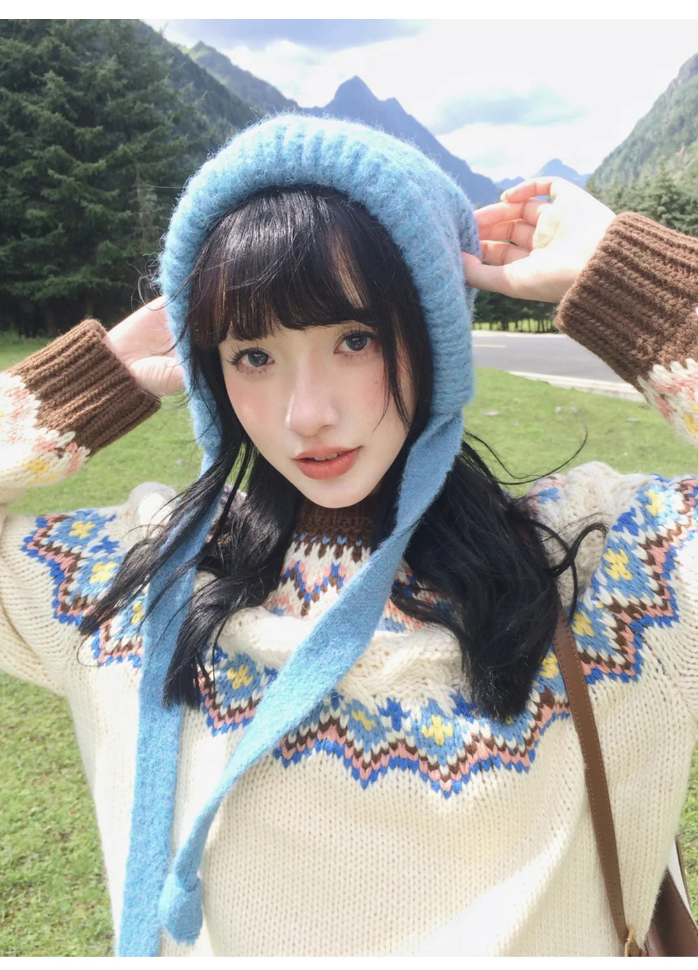 108cmBust Fall Winter Pullovers Sweaters Women Vintage Elegant Fair Isle Sweater Lazy Loose Icelandic Wool Knitted Sweaters Coat