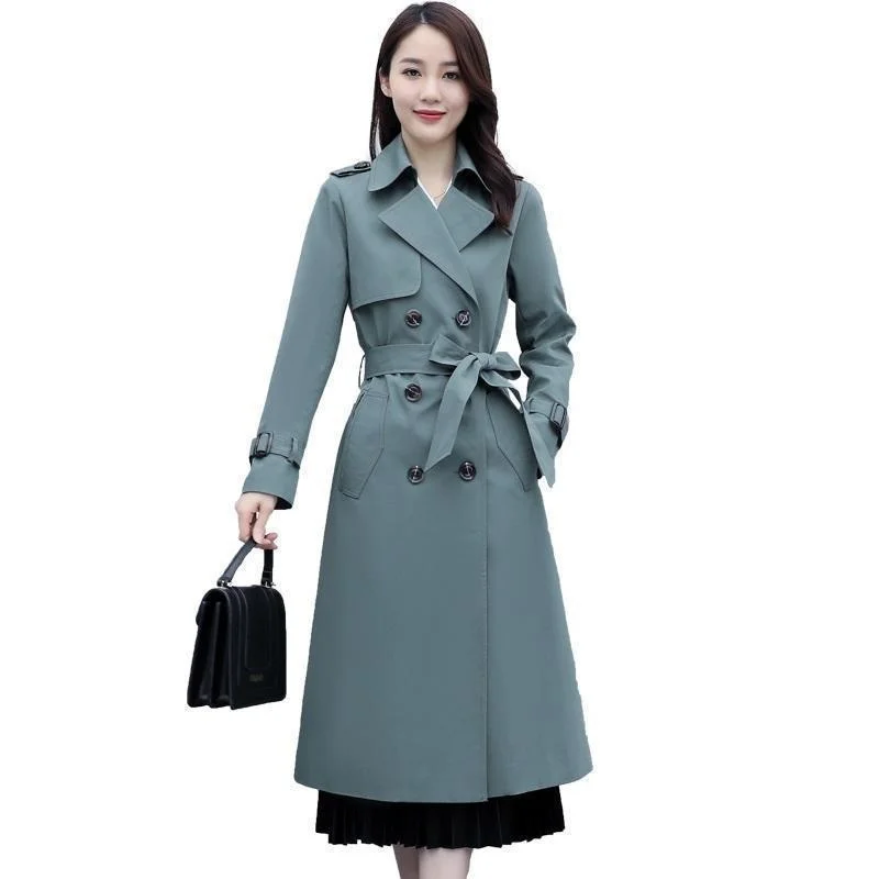 

Female Mid Length Knee Length Windbreaker Women's High-end 2024 New Trendy Splicing Korean Autumn Fashion Coat Women Solid color