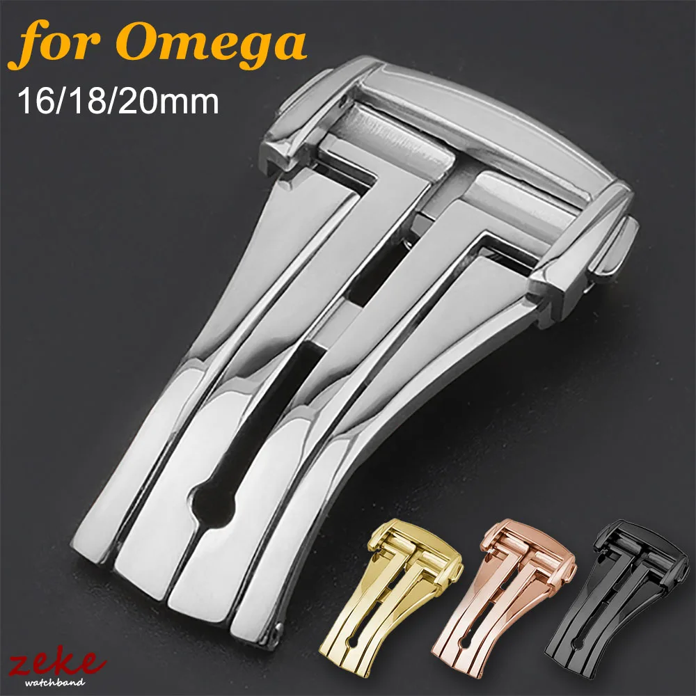 16/18/20mm Stainless Steel Watch Buckle for Omega Watch Band Clasp Leather Metal Deployment Button Folding Buckles Accessories