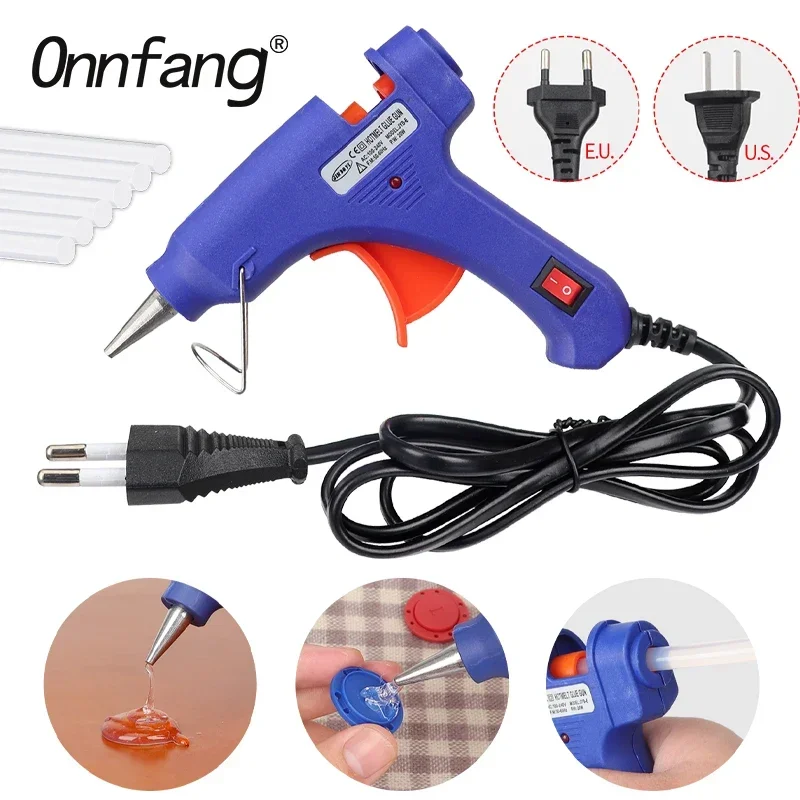 20W Hot Melt Glue Gun DIY Mini Household Industrial Guns Heat Temperature Thermo EU Electric Repair Tool Use 7mm Glue Sticks