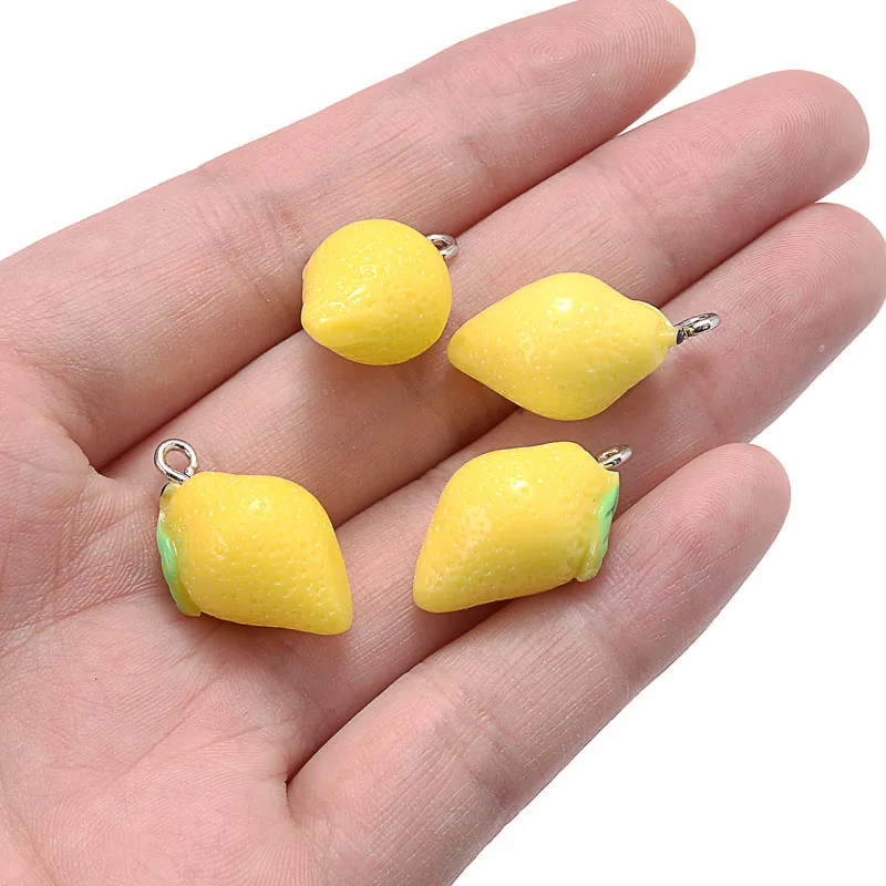 10Pcs/Pack Charms Resin Pendants Cute Fruit Lemon Shape Pendants For DIY Jewelry Making Earring Keychain Bracelet Accessories