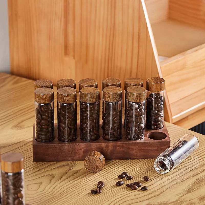 

Coffee Beans Storage Container Display Rack Tea Tube Bottle Glass With Breathable Lid Espresso Accessory Tool Barista Coffeware