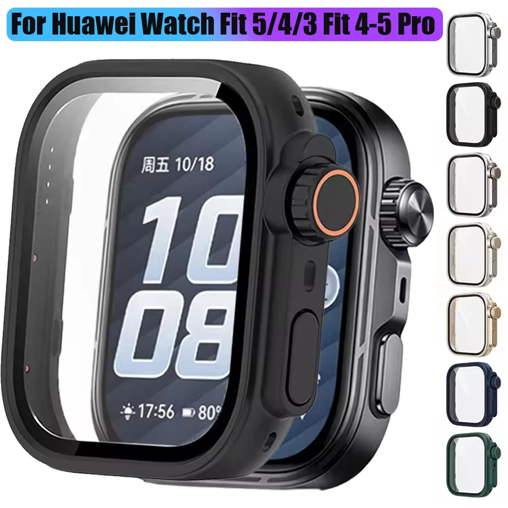 Case+Glass for Huawei Watch Fit 5/5 Pro Change To Ultra All-around Screen Protective for Huawei Fit 3/4/4 Pro Upgrade To Ultra