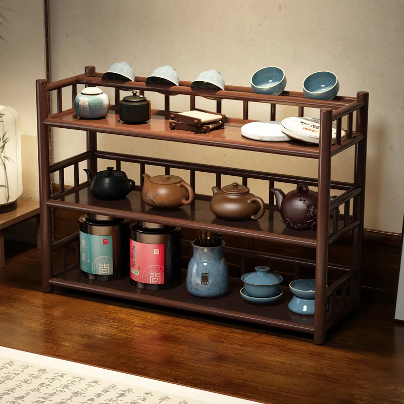 Desktop Teacup Rack, Chinese Antique Shelf, Mini Chinese Style Tea Table, Tea Set Storage Rack, Zisha Teapot Display Stand