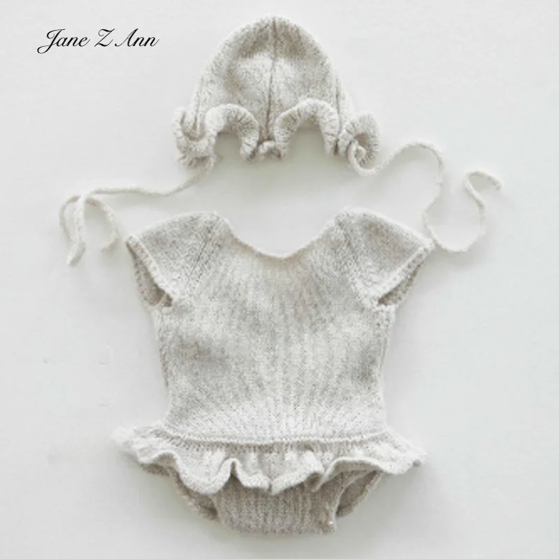 Photography props exhibition new products newborn baby knitted gray hat+dress photo for children