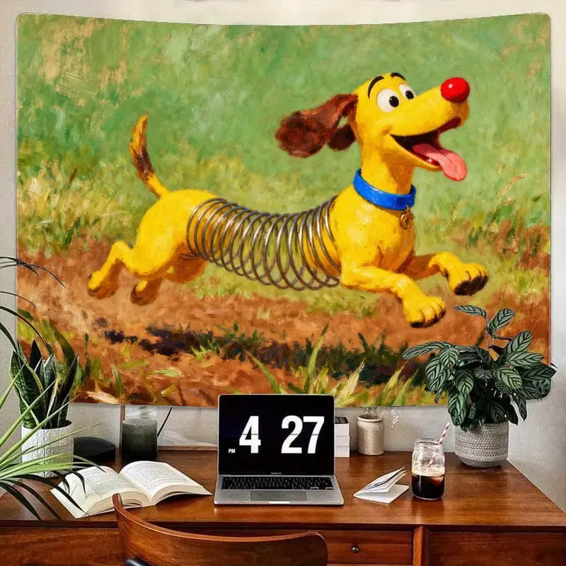 

1PC Toy Story Slinky Dog Cartoon Tapestry, Cute Kids Room Polyester Wall Art Living Room Bedroom Decor Gift for Movie Fans.