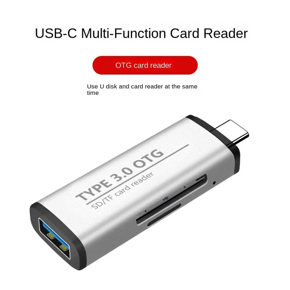 GRWIBEOU-Lector de tarjetas multifunción tipo C a USB 3,0, adaptador de transferencia de datos para Macbook, teléfono y ordenador portátil, OTG, SD/TF