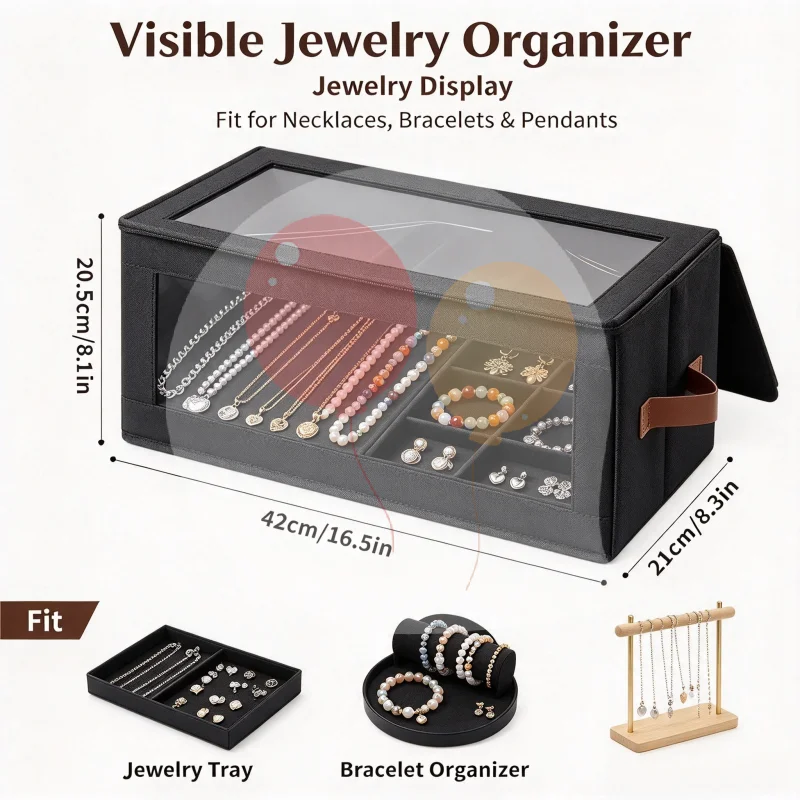 Non-woven Visible Jewelry Storage Box Simple Dust-proof And Wear-resistant Jewelry Display Storage Tool House Jewelry Collection