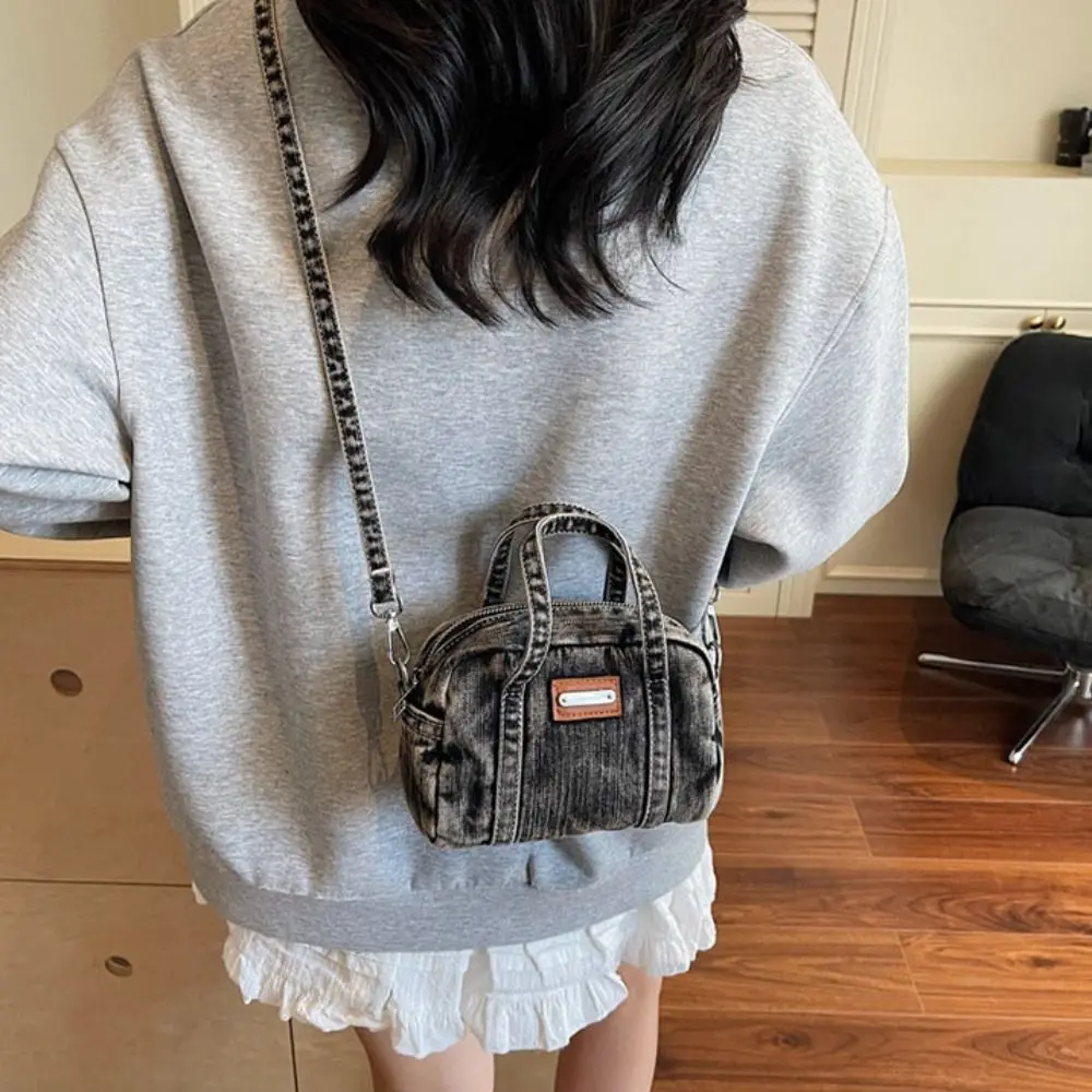 

Simple Y2K Denim Canvas Bag Street Style Shopping Bag Vintage Handbag Solid Color Large Capacity Solid Crossbody Bag Boy