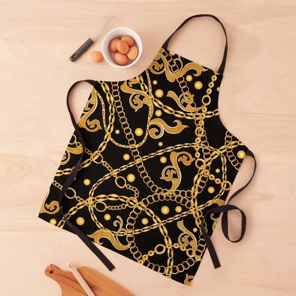 

Black and Gold Luxury Design Apron Kitchen For Men restaurant accessories Novelties Kitchen And Home Apron