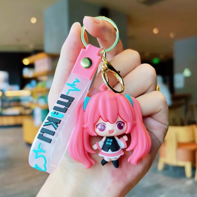 Nowy styl kreskówkowy breloczek Hatsune Miku, wersja Q, urocza piękna dziewczyna, breloczek do kluczy samochodowych, uroczy breloczek do torby, zawieszka dla par.